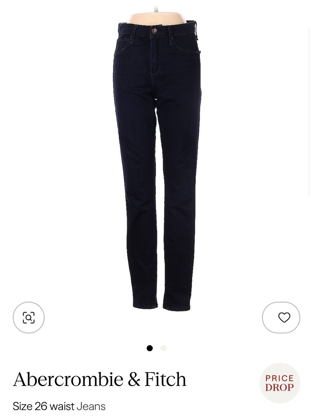 Abercrombie & Fitch Navy Slim Straight Jeans Size 26